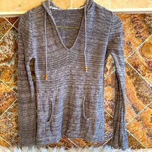 Womens ROXY XS Knit Pullover Hoodie Gray Long Sleeve XL